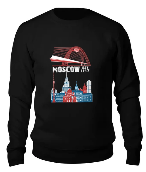 Заказать свитшот в Москве. Женский свитшот хлопковый Moscow. Established in 1147 от alexpro - готовые дизайны и нанесение принтов.