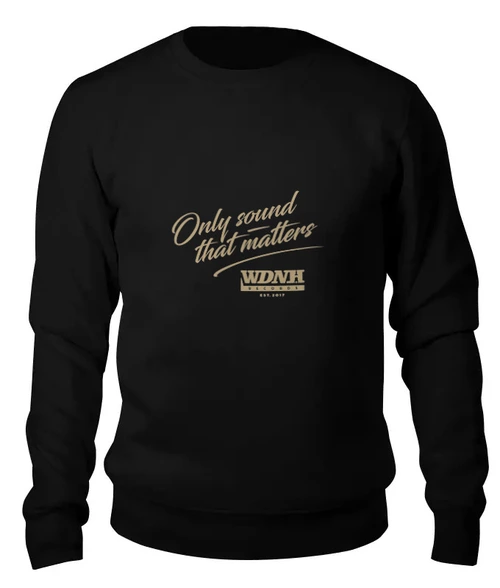 Заказать свитшот в Москве. Женский свитшот хлопковый WDNH Records black hoodie от Alcochat - готовые дизайны и нанесение принтов.