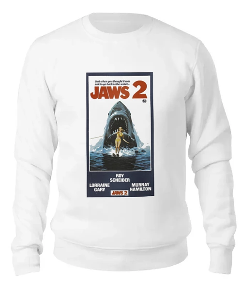 Заказать свитшот в Москве. Женский свитшот хлопковый Jaws / Челюсти от KinoArt - готовые дизайны и нанесение принтов.