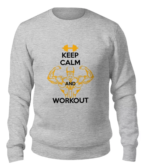 Заказать свитшот в Москве. Женский свитшот хлопковый Keep Calm and Workout от Zamula - готовые дизайны и нанесение принтов.
