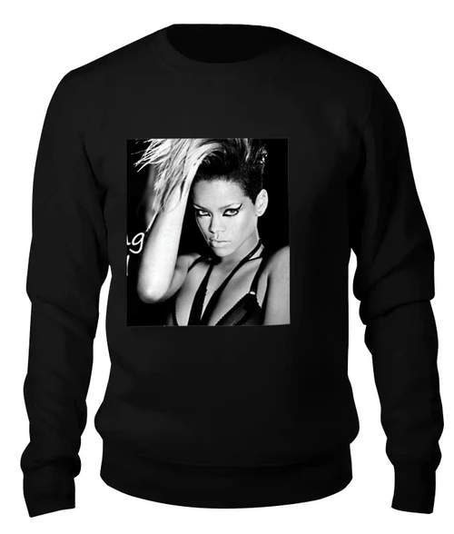 Заказать свитшот в Москве. Женский свитшот хлопковый Rihanna b&w от solariren - готовые дизайны и нанесение принтов.