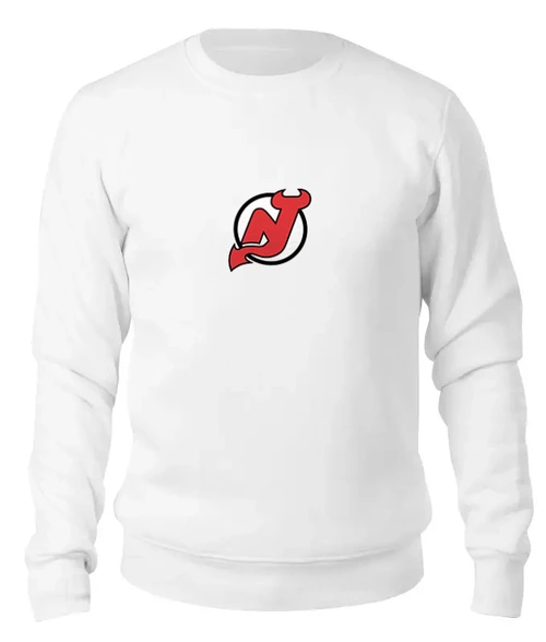 Заказать свитшот в Москве. Женский свитшот хлопковый NJ Devils от BURNSHIRTS - готовые дизайны и нанесение принтов.