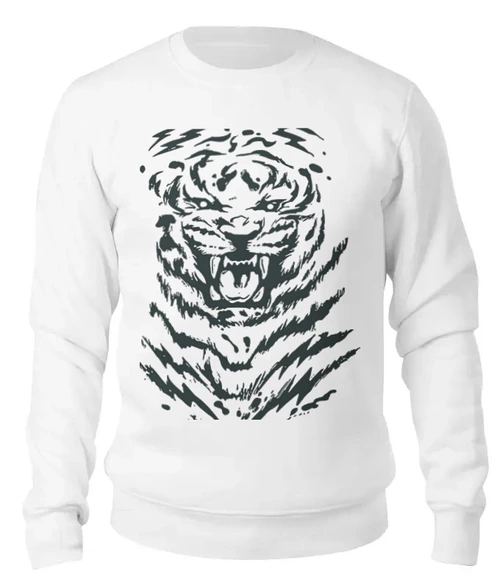 Заказать свитшот в Москве. Женский свитшот хлопковый Тигр белый  от Елена  - готовые дизайны и нанесение принтов.