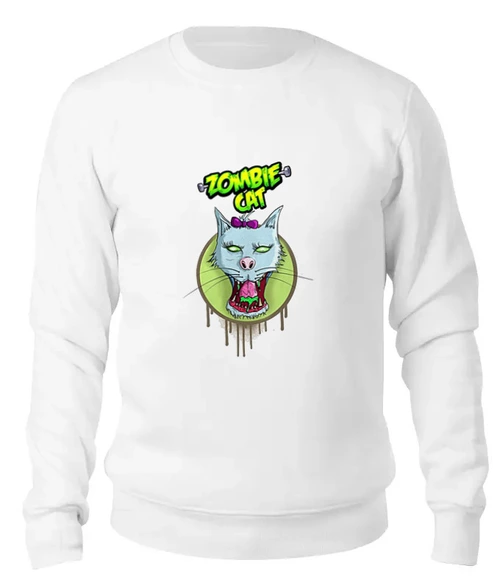 Заказать свитшот в Москве. Женский свитшот хлопковый Zombie cat от ПРИНТЫ ПЕЧАТЬ  - готовые дизайны и нанесение принтов.