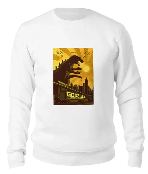 Заказать свитшот в Москве. Женский свитшот хлопковый Godzilla yellow от KinoArt - готовые дизайны и нанесение принтов.