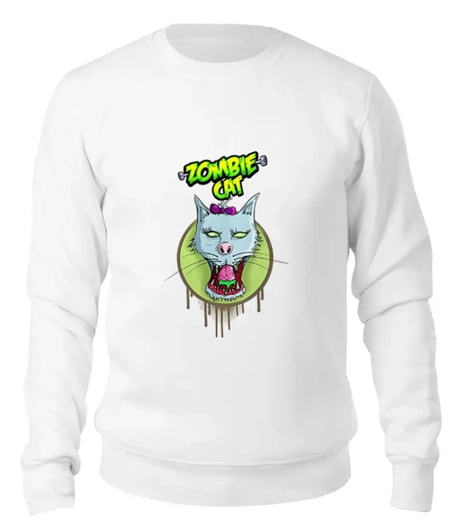 Заказать свитшот в Москве. Женский свитшот хлопковый Zombie cat от ПРИНТЫ ПЕЧАТЬ  - готовые дизайны и нанесение принтов.