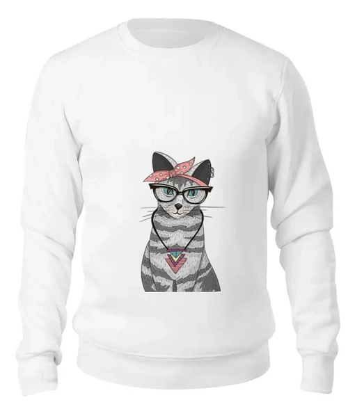 Заказать свитшот в Москве. Женский свитшот хлопковый Gansta cat от Дарья  - готовые дизайны и нанесение принтов.
