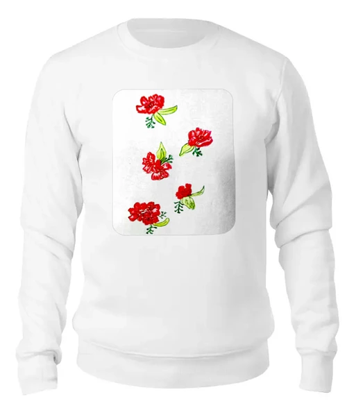 Заказать свитшот в Москве. Женский свитшот хлопковый Свитшот Красные цветы от mrs-snit@yandex.ru - готовые дизайны и нанесение принтов.