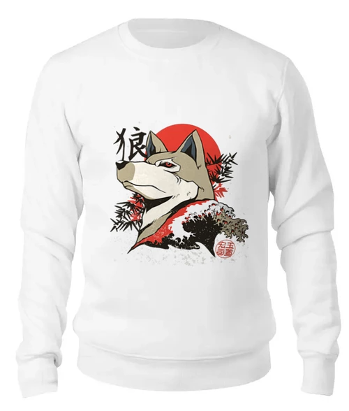 Заказать свитшот в Москве. Женский свитшот хлопковый Japanese Wolf от Павел Павел - готовые дизайны и нанесение принтов.