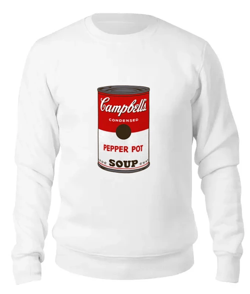 Заказать свитшот в Москве. Женский свитшот хлопковый Campbell's Soup (Энди Уорхол) от coolmag - готовые дизайны и нанесение принтов.
