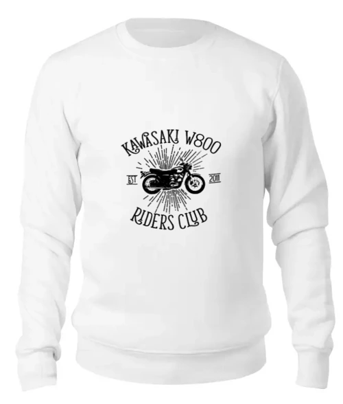 Заказать свитшот в Москве. Женский свитшот хлопковый Kawasaki W800 Riders Club от madwheelz - готовые дизайны и нанесение принтов.