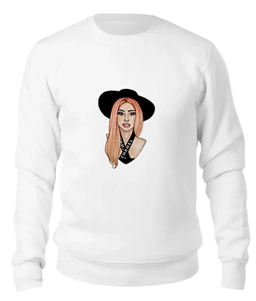 Заказать свитшот в Москве. Женский свитшот хлопковый Lady Gaga                     от Savara - готовые дизайны и нанесение принтов.