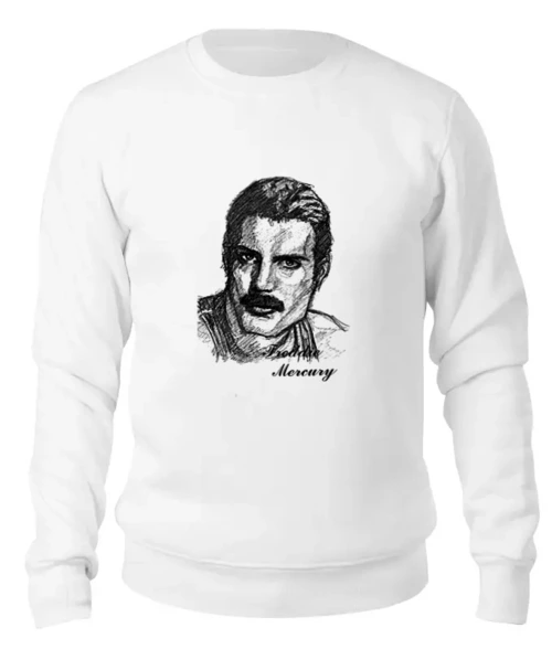 Заказать свитшот в Москве. Женский свитшот хлопковый Freddie Mercury - Queen от Leichenwagen - готовые дизайны и нанесение принтов.
