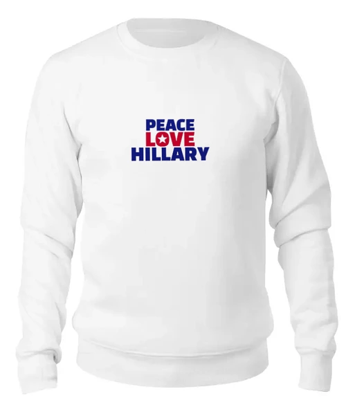 Заказать свитшот в Москве. Женский свитшот хлопковый Peace Love Hillary от skynatural - готовые дизайны и нанесение принтов.