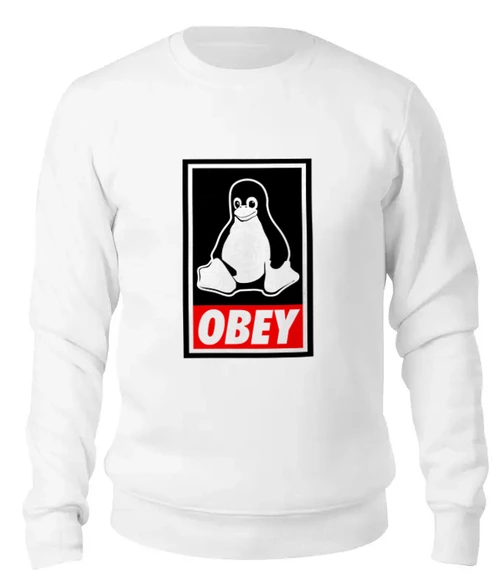 Заказать свитшот в Москве. Женский свитшот хлопковый Linux (Obey) от coolmag - готовые дизайны и нанесение принтов.