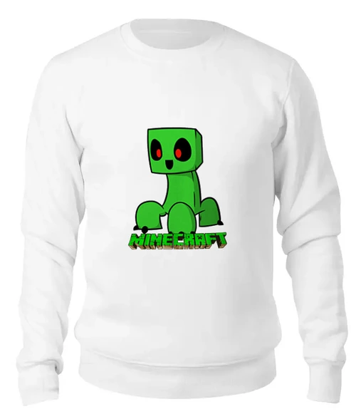 Заказать свитшот в Москве. Женский свитшот хлопковый Minecraft (Майнкрафт) Creeper (Крипер) от Just kidding - готовые дизайны и нанесение принтов.