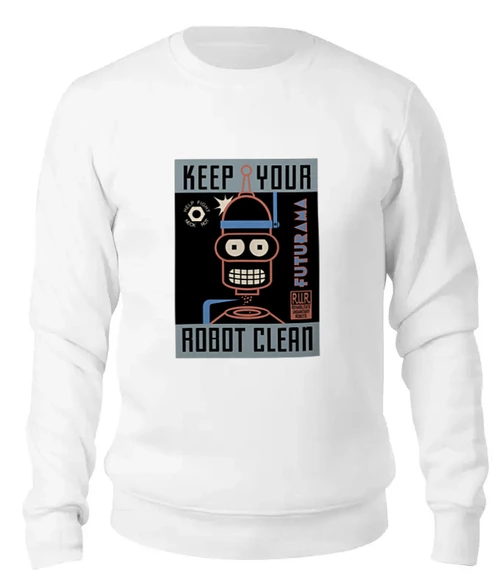 Заказать свитшот в Москве. Женский свитшот хлопковый Keep your Robot Clean от maters - готовые дизайны и нанесение принтов.