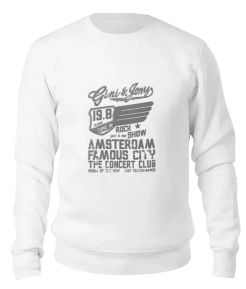 Заказать свитшот в Москве. Женский свитшот хлопковый Gini & Jony Boy Amsterdam Rock Show от Vinli.shop  - готовые дизайны и нанесение принтов.