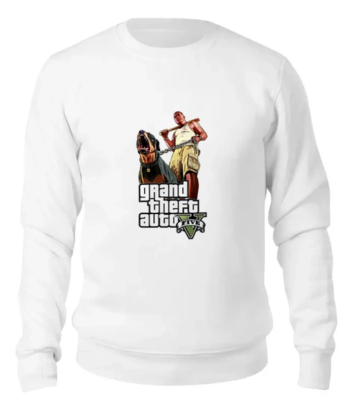 Заказать свитшот в Москве. Женский свитшот хлопковый GTA 5 Dog & Man от k.vseslav - готовые дизайны и нанесение принтов.