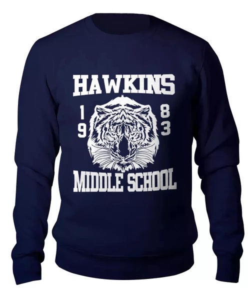 Заказать свитшот в Москве. Женский свитшот хлопковый Hawkins middle school от zamza - готовые дизайны и нанесение принтов.