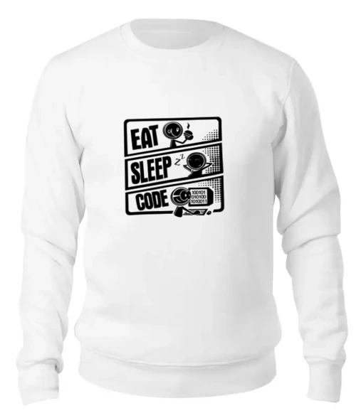 Заказать свитшот в Москве. Женский свитшот хлопковый Eat, Sleep, Code от WebDiez - готовые дизайны и нанесение принтов.