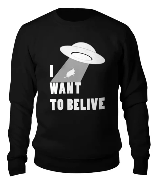Заказать свитшот в Москве. Женский свитшот хлопковый I want to believe от ISliM - готовые дизайны и нанесение принтов.