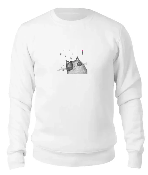 Заказать свитшот в Москве. Женский свитшот хлопковый Music Cat от Olya Promokla - готовые дизайны и нанесение принтов.