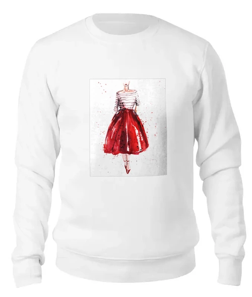 Заказать свитшот в Москве. Женский свитшот хлопковый Red skirt, red lips от Анна Терешина - готовые дизайны и нанесение принтов.