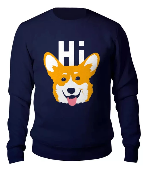 Заказать свитшот в Москве. Женский свитшот хлопковый ☂ Hi Corgi ☂ от balden - готовые дизайны и нанесение принтов.