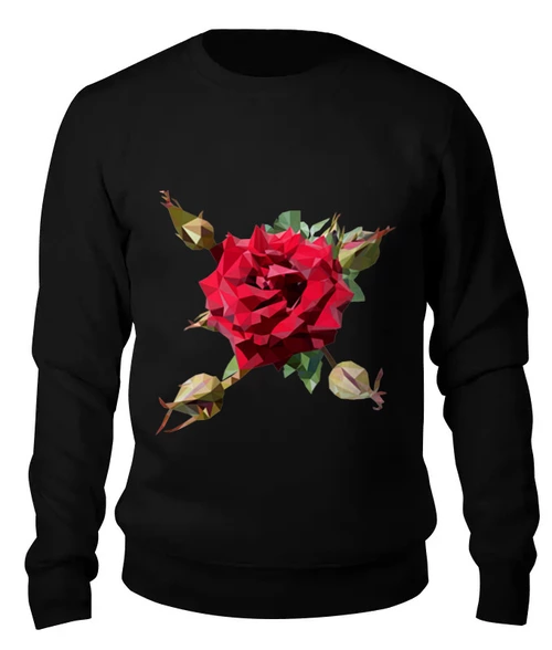 Заказать свитшот в Москве. Женский свитшот хлопковый Rose Low Poly vector от natulia_hatulia@yahoo.com - готовые дизайны и нанесение принтов.