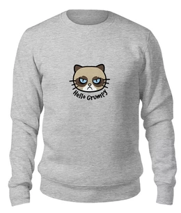 Заказать свитшот в Москве. Женский свитшот хлопковый Hello Kitty x Grumpy Cat от coolmag - готовые дизайны и нанесение принтов.