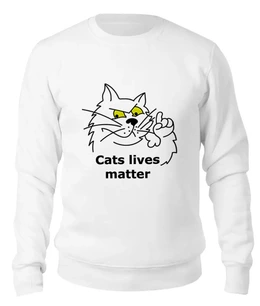Заказать свитшот в Москве. Женский свитшот хлопковый Cats lives matter от Елена - готовые дизайны и нанесение принтов.