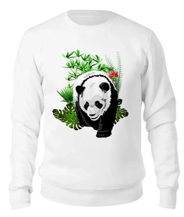 Заказать свитшот в Москве. Женский свитшот хлопковый Панда среди листвы от Zorgo-Art  - готовые дизайны и нанесение принтов.