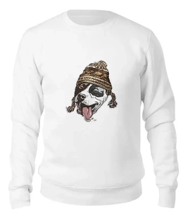 Заказать свитшот в Москве. Женский свитшот хлопковый Собака в шапке от printik - готовые дизайны и нанесение принтов.