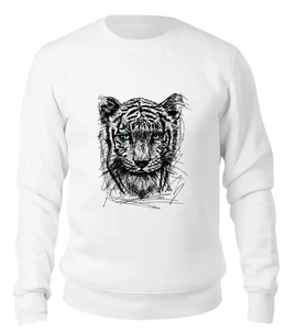 Заказать свитшот в Москве. Женский свитшот хлопковый Белый тигр от ISliM - готовые дизайны и нанесение принтов.