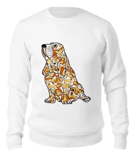 Заказать свитшот в Москве. Женский свитшот хлопковый смешная собака бассет от Игма - готовые дизайны и нанесение принтов.