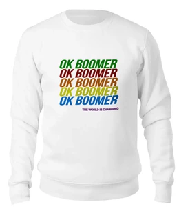 Заказать свитшот в Москве. Женский свитшот хлопковый Ok Boomer от DESIGNER   - готовые дизайны и нанесение принтов.