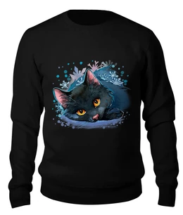 Заказать свитшот в Москве. Женский свитшот хлопковый Черный кот от Ksusha.tish  - готовые дизайны и нанесение принтов.