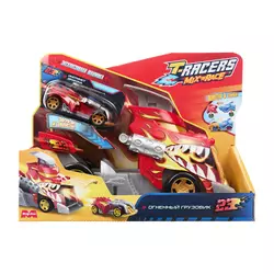 Игровой набор T-RACERS MIX 'N RACE красный (эксклюзивная машинка и грузовик-лончер)