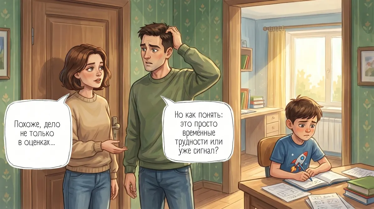 Родители между двух крайностей: игнорировать оценки или срочно спасать ребёнка