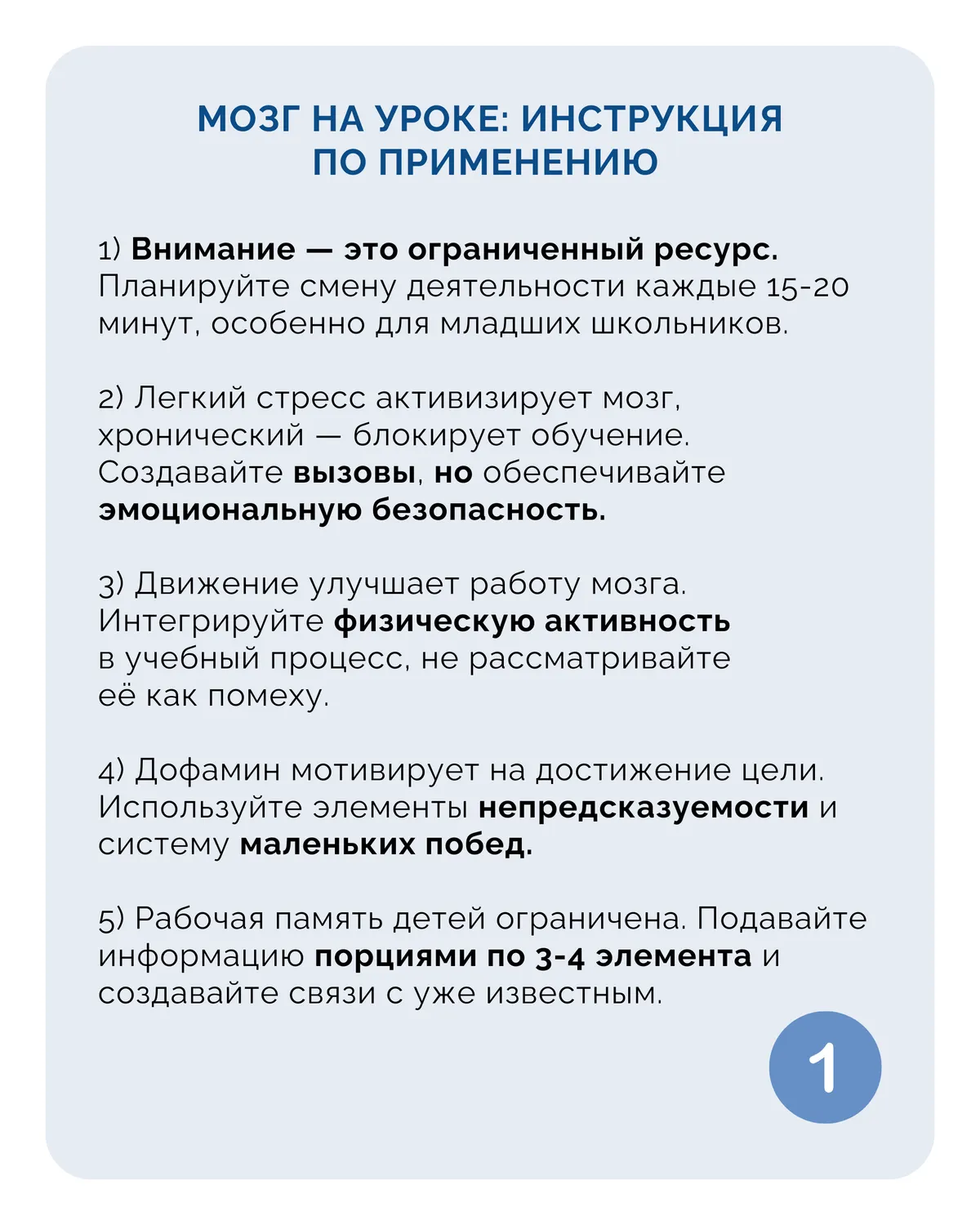 Мозг на уроке: инструкция по применению. Часть 1