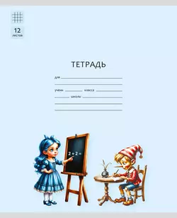 Тетрадь «Буратино». 12 листов / клетка – Буратино, Мальвина. Набор 5 шт.