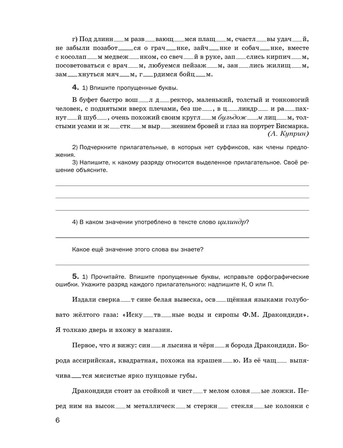 Русский язык. Рабочая тетрадь. 6 класс 4