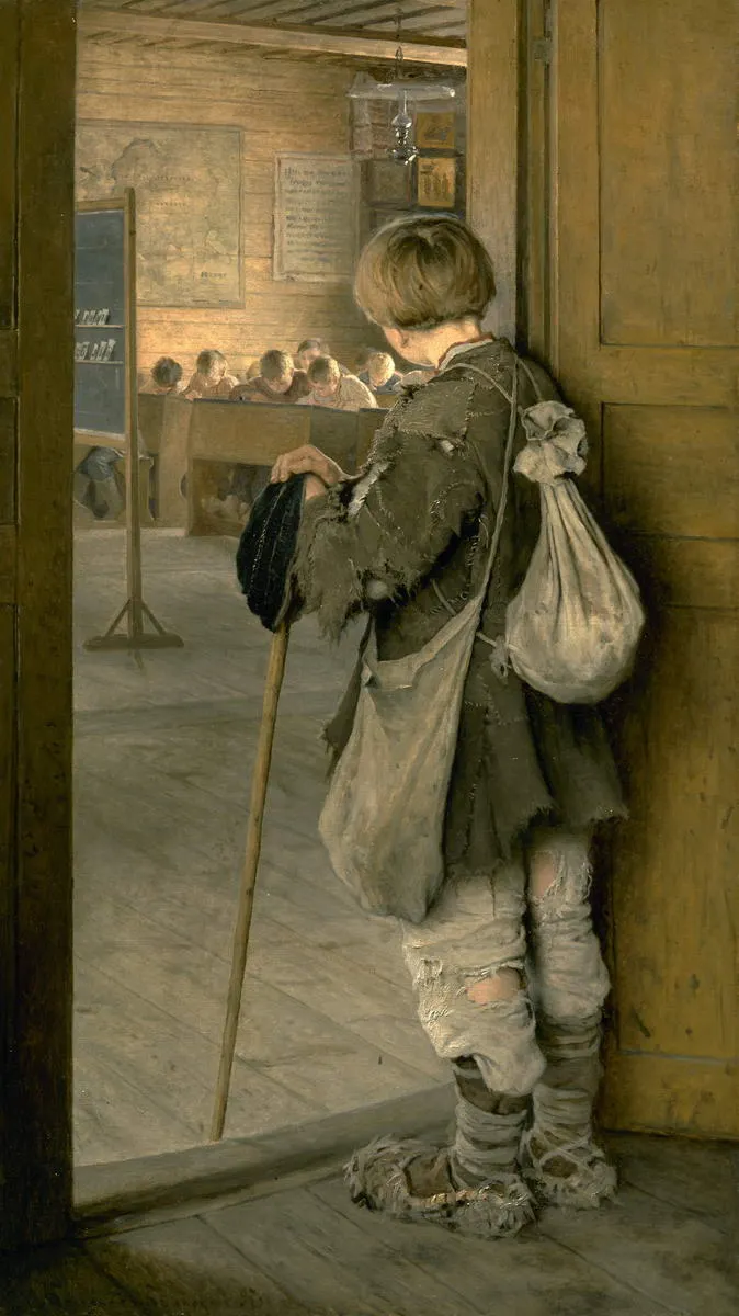 Н. Богданов-Бельский, «У дверей школы» (1897)