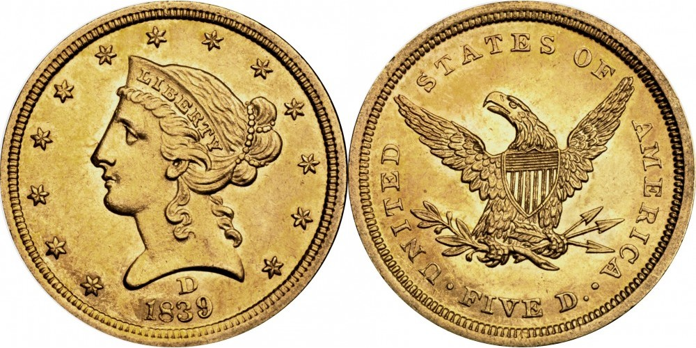 5 долларов (1839-1866)