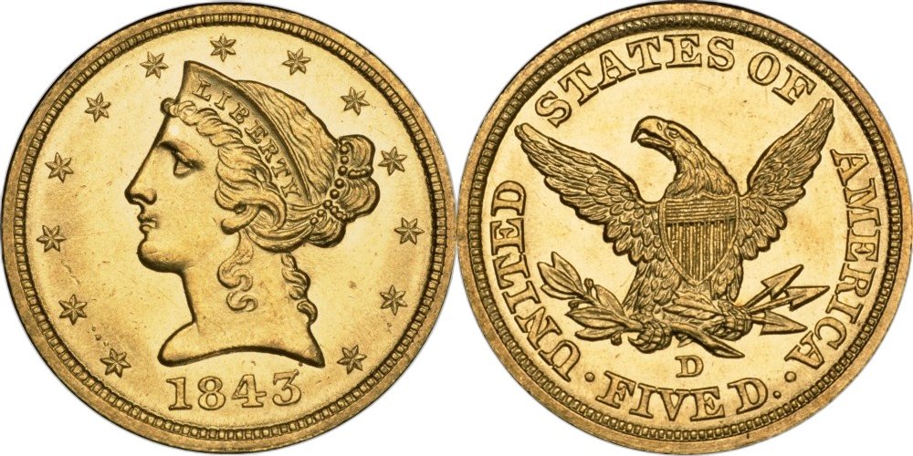 5 долларов (1839-1866)