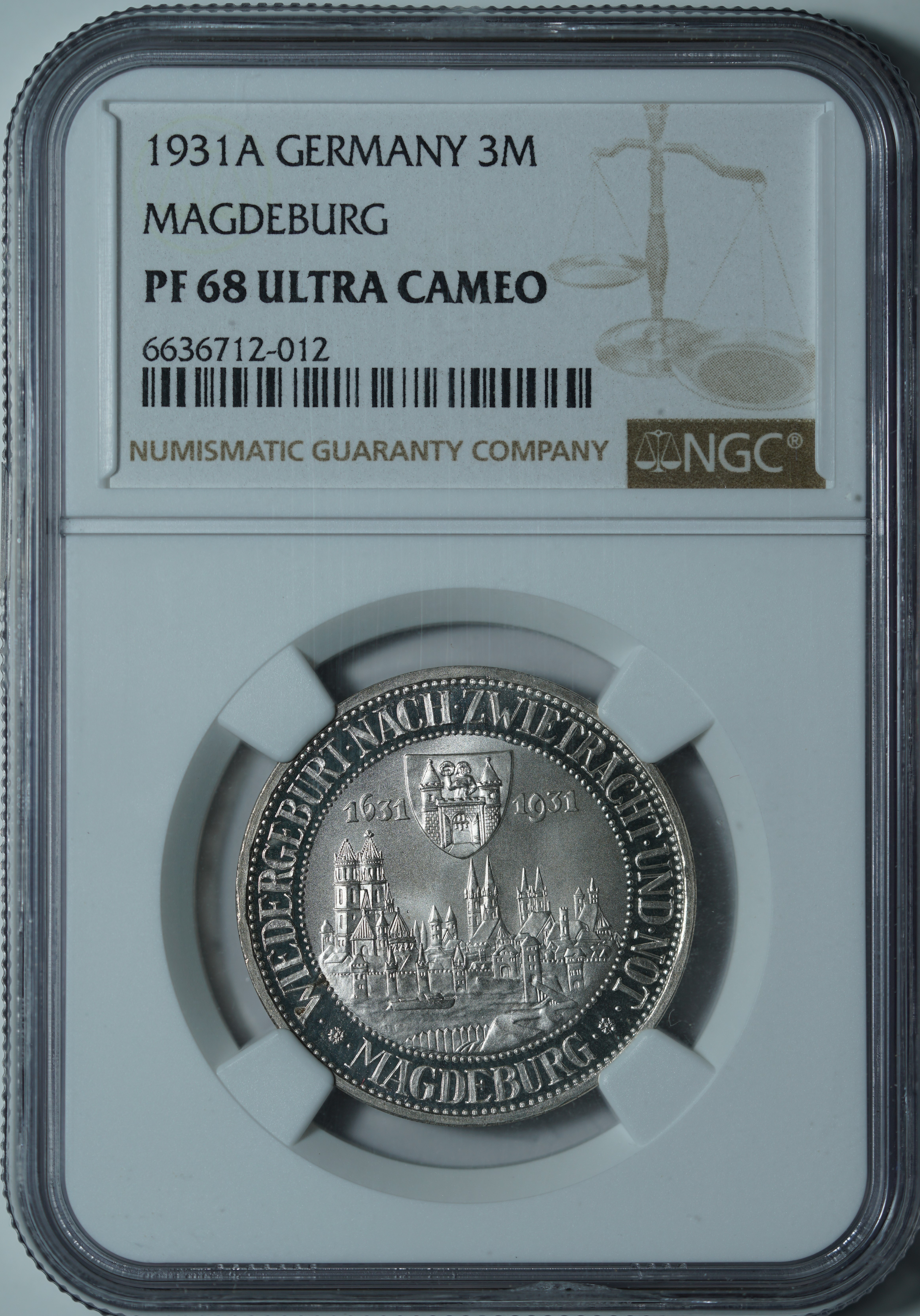 3 рейхсмарки 1931-A PF68 ULTRA CAMEO NGC