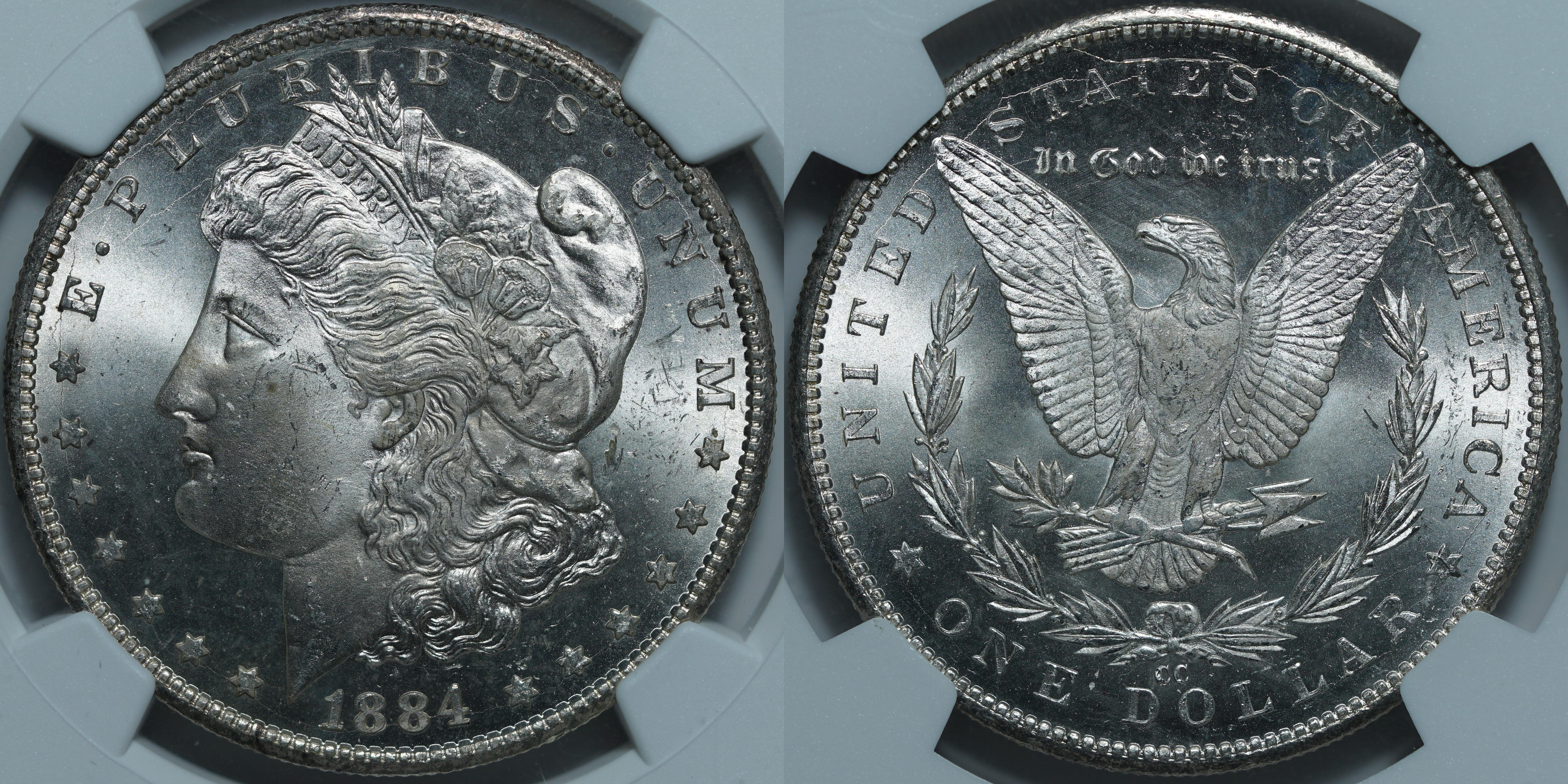 1 доллар 1884-CC MS66+ NGC