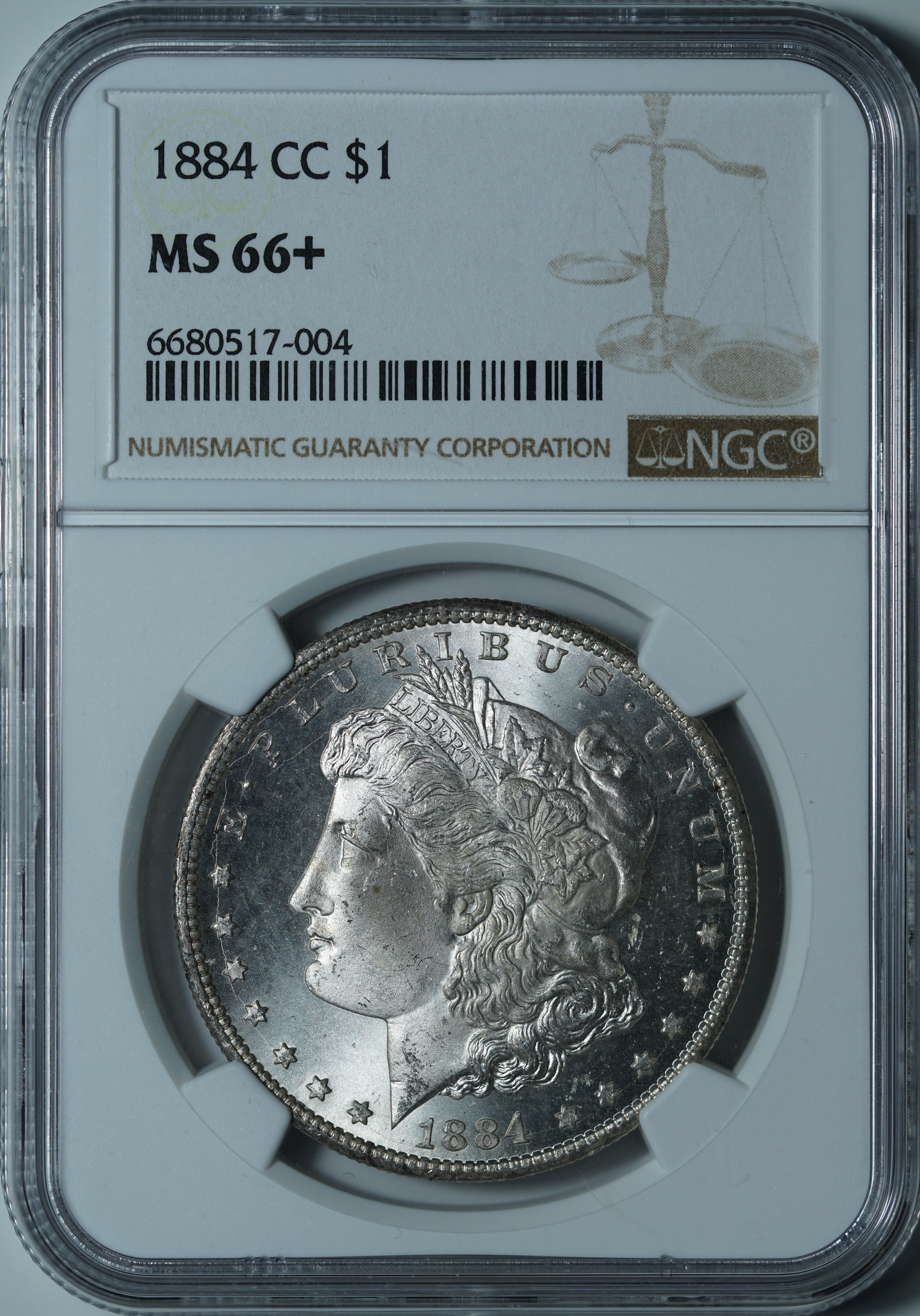 1 доллар 1884-CC MS66+ NGC