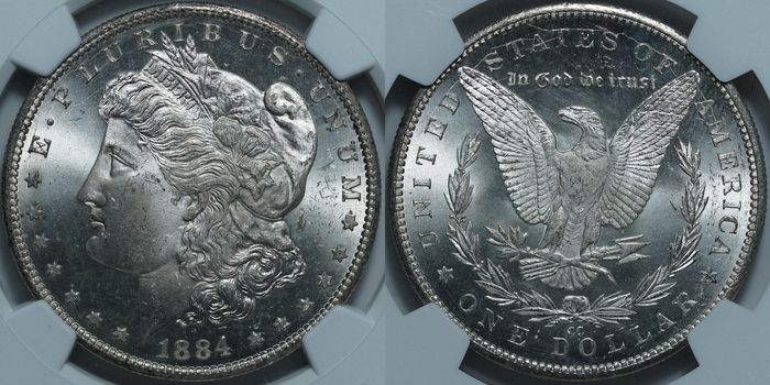 1 доллар 1884-CC MS66+ NGC